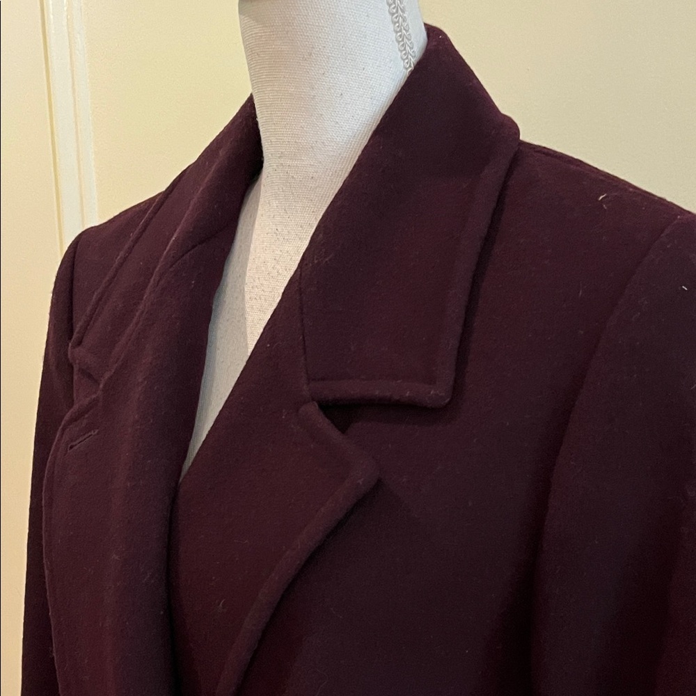 Chic Women's Double-Breasted Wool Coat - Deep Purple - Picture 5 of 11